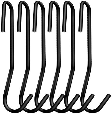 ESFUN 12 robuste S-Haken – schwarze Topflappen-Haken zum Aufhängen von Küchenutensilien, Töpfen, Pfannen, Kleidung, Handtüchern, Pflanzen mit 90 Grad drehbarem Winkel