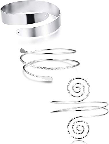 YADOCA 3 Stücke Oberarm Armbänder Für Frauen Einstellbare Oberarmmanschette Set Minimalistischen Boho Punk Spiralarm Armband Swirl Arm Armreif Set Verstellbaren