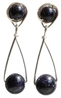 Ohrringe SARA - Edelstein versilbert (Blaufluss)