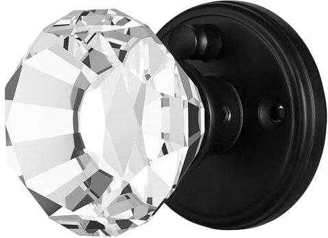 Balin Designs Clear Crystal Door Knob with Lock, Glass Door Knobs Interior Privacy Set, Vintage Decorative Antique Style Handle for Bedroom, Bathroom, Closet, 1 Pack