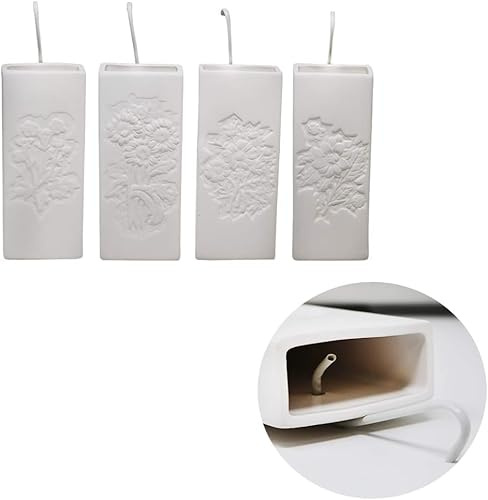 DRULINE 8er Set Luftbefeuchter - Raumbefeuchter Heizung - Raumluftbefeuchter - Verdampfer - Verdunster - Keramik weiß - mit Blumenprägung - B/H/T ca. 8 x 20,5 x 3,5 cm - je 300 ml
