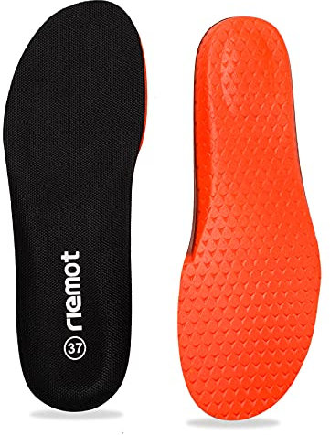 riemot Sport Einlegesohlen für Herren, Komfort PU Foam Schuheinlagen Weiche Einlagen für Sneaker, Laufschuhe, Sportschuhe, Arbeitsschuhe - für Arbeit und Sport - Schwarz 42EU