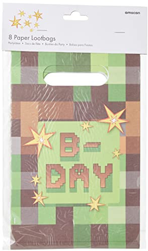 Amscan TNT Pixel Gamers 9912918 Papiertüten für Kindergeburtstag, 8 Stück
