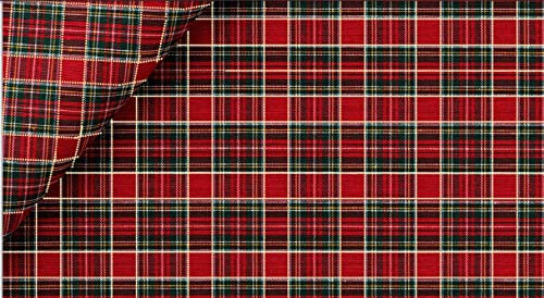 Merceria Pour Toi... 25 CM Tessuto Tartan Altezza 280 cm Quadrato Piccolo Medio Grande Scozzese Tartan Natale Rosso Abbigliamento Arredamento casa Cuscino tovaglia sottopiatto (Quadrato Medio)