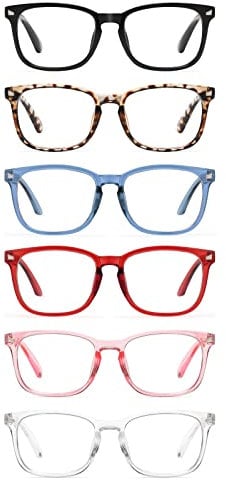 CCVOO Lesebrille für damen und herren mit blaulichtfilter - Augenoptik Brille Lesehilfe für Damen Herren (Schwarz + Leopard + Blau + Rot + Pink + Klar, +1.25)