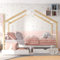 ZYLOYAL10 Wooden House Bed with Two Storage Drawers for Kis, Solid Pine Wood, 3 FT Single Tree House, Canopy Bed for Girls and Boys, 190 * 90 cm, White and Natural