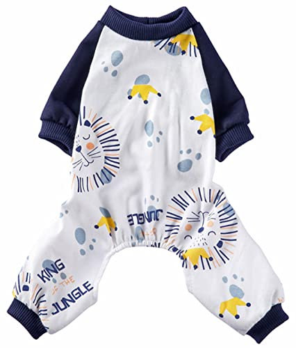 XIAOYU Hundepyjamas Löwenmuster Bequeme Welpenkatzenkleidung weiche Hundekostüme Overallhemd, S