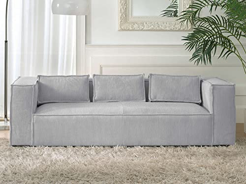 Lisa Design Stella – 3-Sitzer Einzelsofa – aus Cord – moderner Stil Hellgrau