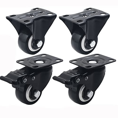 WORDFUN Drehgelenk Rolle Drehgelenk Rolle mit Bremse Bockrollen, Einfach zu schieben und zu ziehen, mühelos, 1.5 Zoll 2 Zoll, Für Krippen, Tische, Schränke und andere Möbe (Color : Black, Size : A+C)