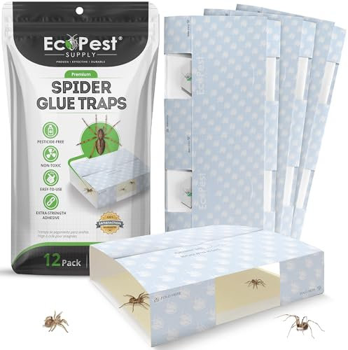 Piège à Araignées | Pièges à Colle d'Intérieur Collants pour Araignées et Autres Insectes Rampants | Piège à Appâts, Moniteur, Tueur et Détecteur d'Araignées (Paquet de 12)