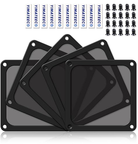 YIMATEECO Staubfilter Lüfterabdeckungen 140mm mit Ultrafein Staubfilter PC Magnetrahmen Nylon 80 Maschen Lüfterabdeckung für PC Lüftergitter, Computer-Kühlerlüfter(NYLON, 140 * 140mm, 5Stü, Schwarz)