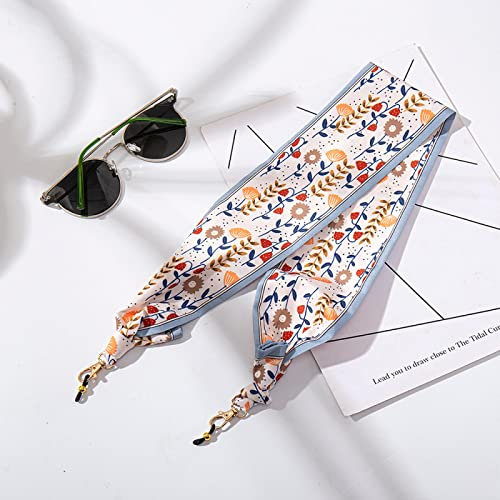 Brillenkette Bunter Seidenschal Brillenkette Für Damen Sonnenbrille Maske Kette Lanyard Modeschmuck Accessorie Blueflower