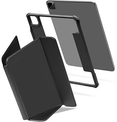 tomtoc Funda iPad Pro Ultra Desmontable para iPad Pro 11 Pulgadas 4ª/3ª Gen (M2&M1), Funda Protectora con Protectores de Airbag & 3 Modos de Soporte Magnético, Carga Inalámbrica Apple Pencil