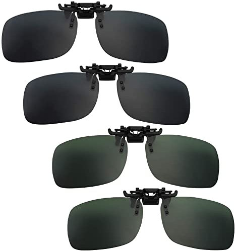 FIBOUND 4 Stück Flip up Sonnenbrille Clip Gegen Licht, Polarisiert Clip Auf Sonnenbrillen, Clip Polarisierte Sonnenbrille, Clip On Sonnenbrille Aufsatz, für Im Freien, Fahren, Angeln, Radfahren
