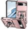 SEAHAI Case for Google Pixel 8, Heavy Duty Hard Tough Silicone TPU Dual Layer Hybrid Shockproof Cover, with Slide Camera Cover and Ring Kickstand - Rose gold