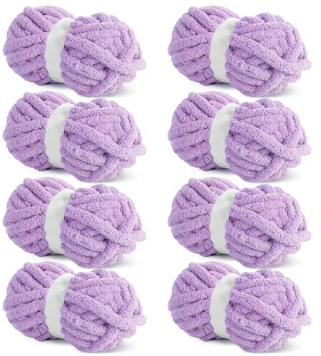 Hombys Filato di ciniglia grossa viola per uncinetto, maglia e coperte, morbido filato di peluche, 8 confezioni Jumbo (27 m, 226,8 g ciascuna)