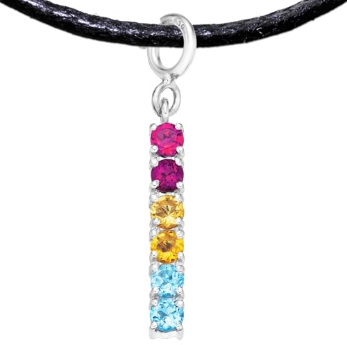 Handgefertigter LGBTQ Fahnen Anhänger, Echte Edelsteine 925 Sterling Silber | LGBT, Transgender, Lesbian, Gay, Bisexual, Non-Binary, Agender, Asexual, Polyamory, Pansexual, Genderqueer, Aromantic Flagge