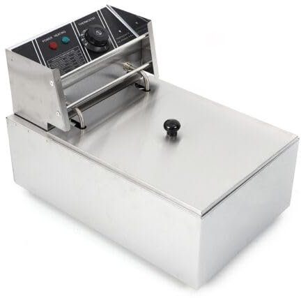 Freidora Eléctrica Comercial de Acero inoxidable 6 Litros 2500W Freidora de aceite para aros de cebolla,panecillos de huevo fritos