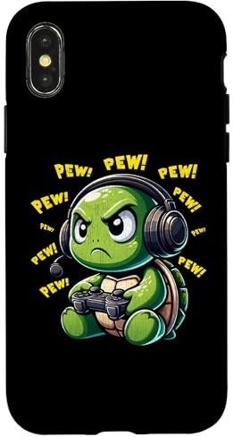 Turtle Gamer Pew Lustige Videospiele Vintage Jungen Männer Mädchen Hülle für iPhone X/XS