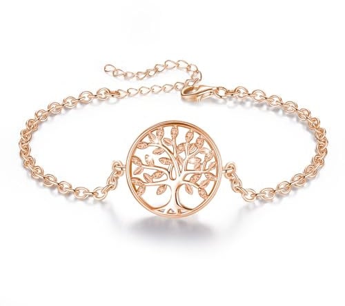 CELESTIA Tree of Life Bracelet Rose Gold Bracelets for Women 925 Silver Womens Bracelet Adjustable Mother Daughter Bracelets Mummy Auntie Bracelet Family Gifts for Women
