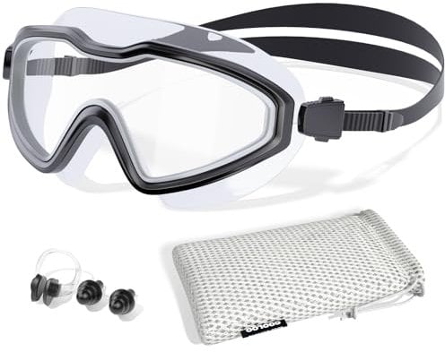 COOLOO Swimming Goggles, Wide View No Leaking Swim Goggles, Anti-fog & Anti-UV Fashion Swim Goggles for Adult Men Women Youth