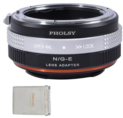 PHOLSY Enfoque Manual Adaptador de Objetivo Compatible con Objetivos Nikon F (G-Type) y Cuerpo de Cámara Sony E (NEX), Nikon G a E