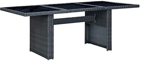 CIADAZ Table de Jardin Gris foncé Résine tressée et Verre trempé,Table De Jardin,Table De Jardin Exterieur,Table Salon De Jardin Exterieur342