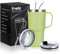 Livole 20oz Travel Mug with Handle, 600ml Insulated Tumbler with Straw and 2 Lids, Double Walled Vacuum Water Cup Bottle, Stainless Steel Thermal Travel Coffee Mugs for Cold Drinks, Light Green