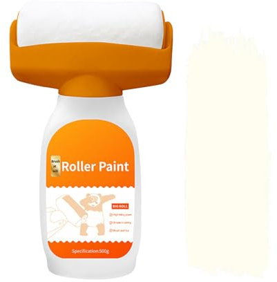 Wandreparatur RollbüRste, 500g Wandreparaturroller Farbe, 2 in 1 Wandfarbe ausbessern weiß, Wandreparatur Rollbürste mit wandreparaturpaste für Küche, Schlafzimmer, Wohnzimmer und Spielzimmer, Beige