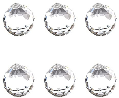 6 bolas colgantes de cristal facetadas de Feng Shui de 40 mm (transparente)