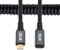 NFHK Stretch Coiled USB-C USB4 Cable 20Gbps 100W 8K for Laptop Keyboard Tablet Type-C Male to Female Power & Data Extension Cable