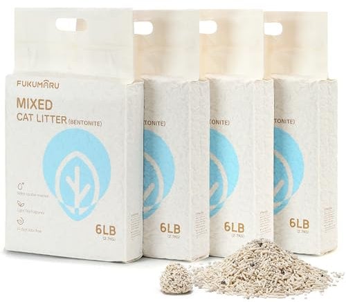 FUKUMARU Tofu Katzenstreu 10.8kg - schnelle klumpenbildung, Tofu und Bentonit Katzenstreu, staubfrei und leicht zu klumpen, Geruchskontrolle（Weißer Tee）, kann die Toilette hinuntergespült Werden.