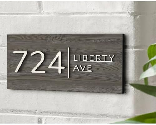 Letrero de madera personalizado con número de casa, placa de dirección 3D con nombre de calle, placa moderna para puerta, letreros personalizados para exteriores, bodas, regalos de cumpleaños (40 x 25