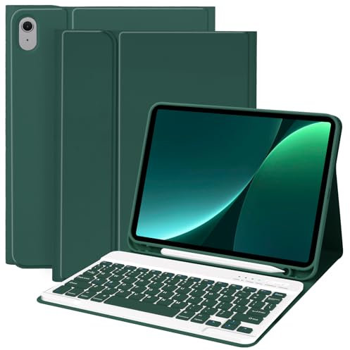BQSS Keyboard Case for iPad 10/11th Generation (10.9 2022, 11 2025),Case with keyboard for ipad 10.9/11 inch, Detachable Wireless Bluetooth Keyboard Case for ipad 10th Generation, Green