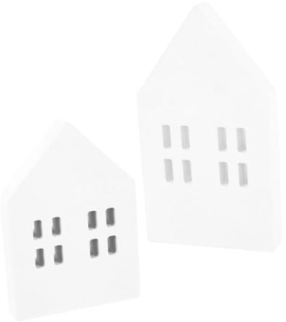 HAWILLOSCH 2pcs Mini Wooden House Decor Charming Desktop Craft for Home Party Decoration for Christmas Festive Events Material White Large Small