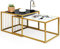 COSTWAY Couchtisch Marmor Optik, Satztische mit Metallgestell, Kaffeetisch, Wohnzimmertisch, Beistelltisch, Sofatisch für Wohnzimmer