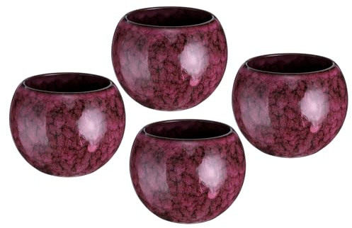 sourcing map Lot de 4 tasses à thé chinoises japonaises en céramique de 143,7 g faites à la main Gong Fu en céramique émaillée sans poignée pour maté, thé, café, vin, boissons à la maison et cadeaux,