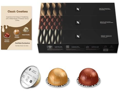 Barista Creations Vertuo Capsules - 10 Vanilla, 10 Caramel, 10 Roasted Hazelnut Coffee Pods for Nespresso Vertuo Machines