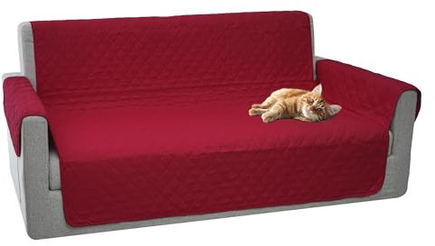 Comart, Sofaüberwurf Majestic, Universal, mit Armlehnen, gesteppt, wendbar, maschinenwaschbar, rutschfest, Kratzfest, für Haustiere, Bordeaux, 4-Sitzer