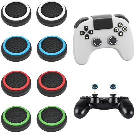 8 tappi per pollice analogici in silicone, compatibili con PS5/360, impugnature per pollice Xbox, impugnature per pollice per controller PS5, accessori per controller (2 bianchi, 2 blu, 2 rossi e 2