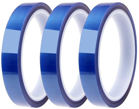 Lyeteung 3 Rollen 15mmx33m Hitzebeständiges Klebeband, Wärmeband für Sublimation, Hochtemperaturband, für Elektronik Leiterplatten DIY Handwerk, Blau