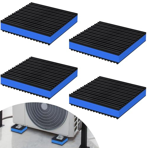 4 PCS Hard Rubber Anti Vibration Pads, 4 x 4 x 7/8 Heavy Duty Rubber and EVA Anti-Slip Sound Isolation Mats for Air Conditioner,Air Compressor,Washing Machine,Treadmill