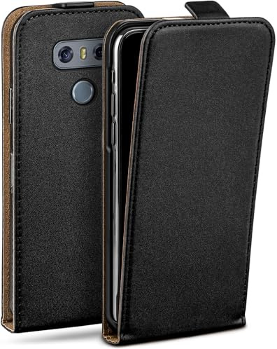 moex Flip Case für LG G6 Hülle klappbar mit 360 Grad Schutz, Handyhülle mit Displayschutz, PU Leder Handytasche Lederhülle, Flip Case Cover Klapphülle, Schwarz