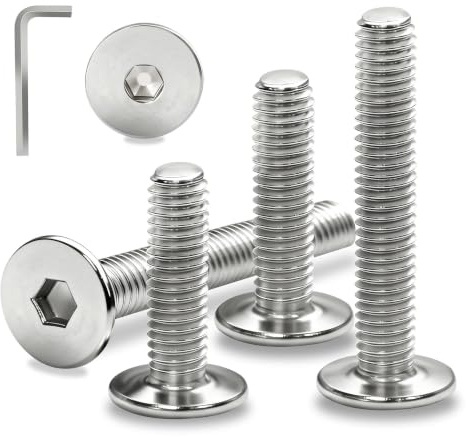 Ezitruz Flachkopfschrauben M6x16 mm Schrauben Edelstahl A2 V2A Linsenkopfschrauben Innensechskant 15 Stück Möbelschrauben Vollgewinde Maschinenschrauben für Möbel Haushalt Bauwesen Reparieren