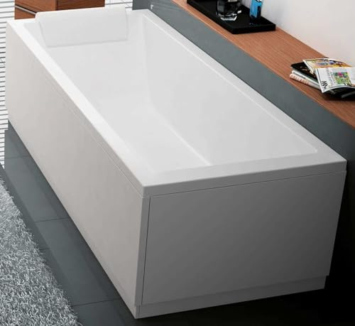 Novellini Calos 2.0 Standard avec cadre 170 x 75 cm H58 cm 180 LT Baignoire rectangulaire carrée acrylique réversible blanc brillant colonne d'échappement distributeur 1 panneau avant 2 côtés