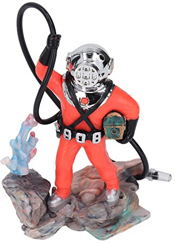 Pssopp Taucher Aquarium Dekoration, Belüftendes Aquarium Ornament aus Kunststoff, für Süß und Salzwassertanks, Wertet Aquarienlandschaften auf (Rot)