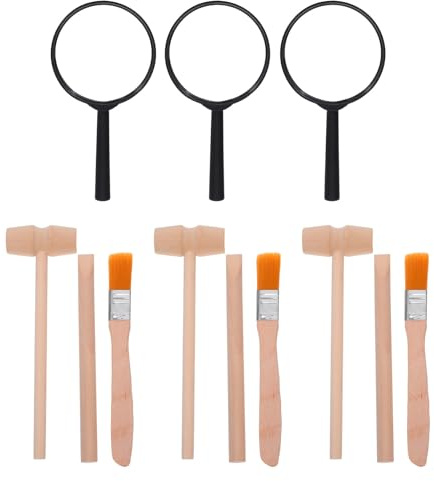 Artibetter 3 Sets Excavation Tools: Dino Dig Kit for Kids with Mini Hammer Chisel Brush and Magnifier for Dinosaur Excavation and Gem Discovery