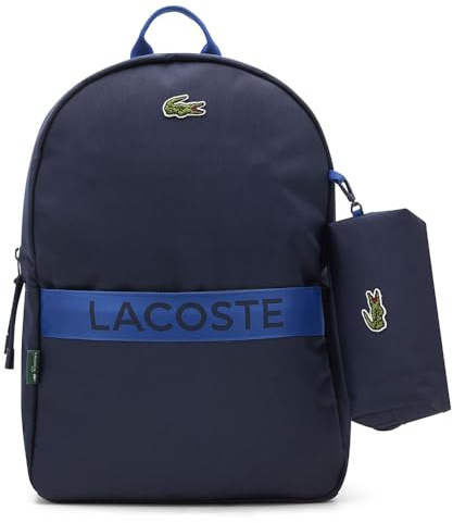 Lacoste Backpack W/Pencil Case für Jungen | Reißverschluss | Marine/Dunkelblau, One Size