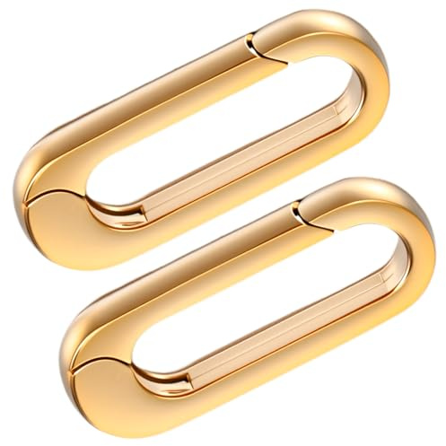 2pcs 18k Gold Necklace Clasp Oval Jewelry Clasp for Jewelry Making Bracelet Extender Gold Necklace Enhancer Shortener Spring Ring Clasps Carabiner Clip for Necklaces Bracelet Pendant DIY