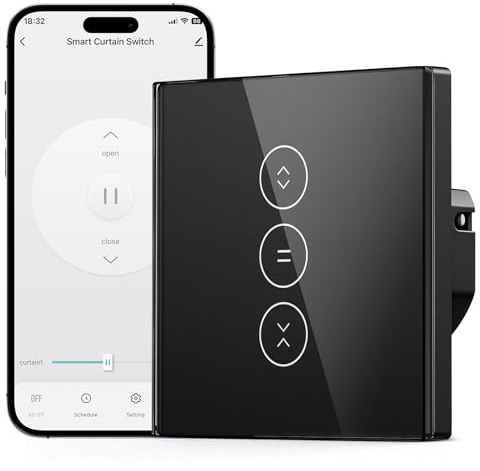 Interruptor Persiana WiFi Alexa con Función Porcentual, WiFi Curtain Switch | CE & ROHS, Smart Curtain Switch con Alexa/Google/Siri, Interruptor Persianas Alexa con Tuya/Smart life, Requiere Cable Neutro